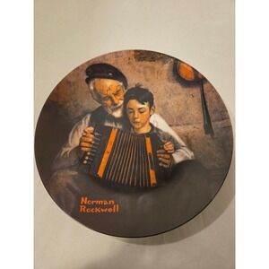 Norman Rockwell Plate‎ Grandfather & Grandson Playing Accordion Decor